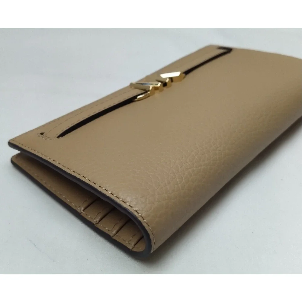 Michael Kors Reed Camel Leather Credit Card Bifold Snap Wallet - Brand New $298